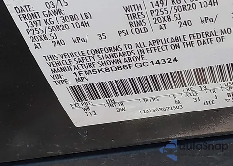 2015 Ford Explorer Xlt z USA, uszkodzony, nr VIN 1FM5K8D86FGC14324